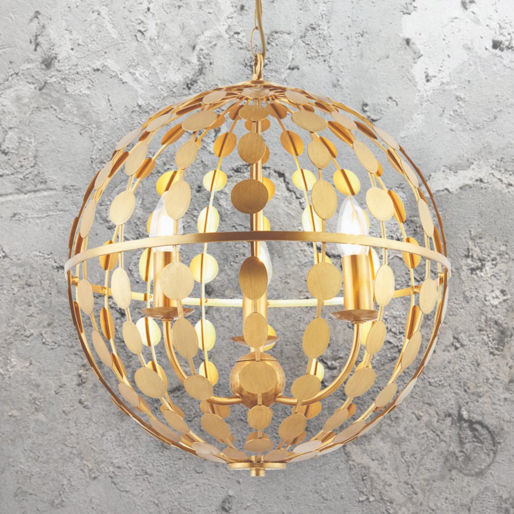 Gold Orb Pendant Light gold leaf 3 light orb pendant light